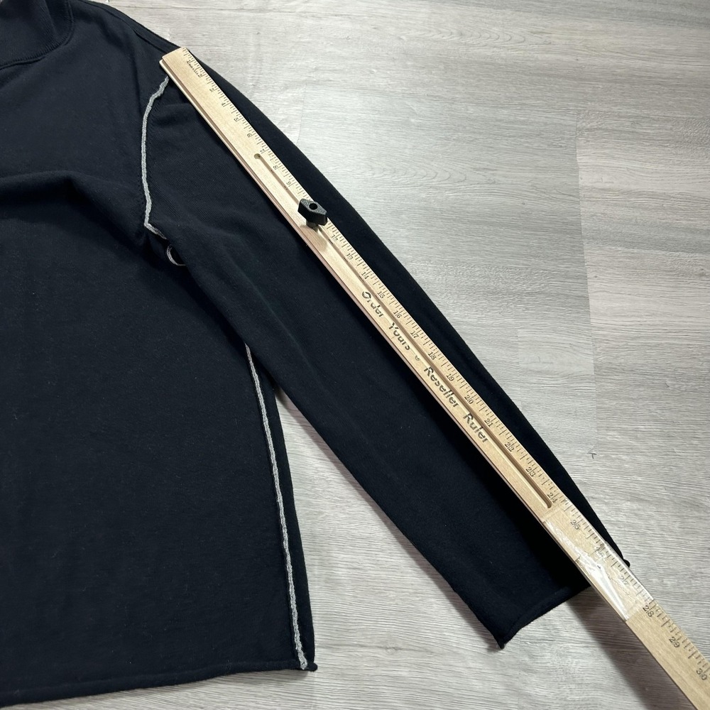Carbon 2 Cobalt Sweater Mens 2XL Black Cotton Cashmere Henley Mock Neck Knit - Picture 7 of 10